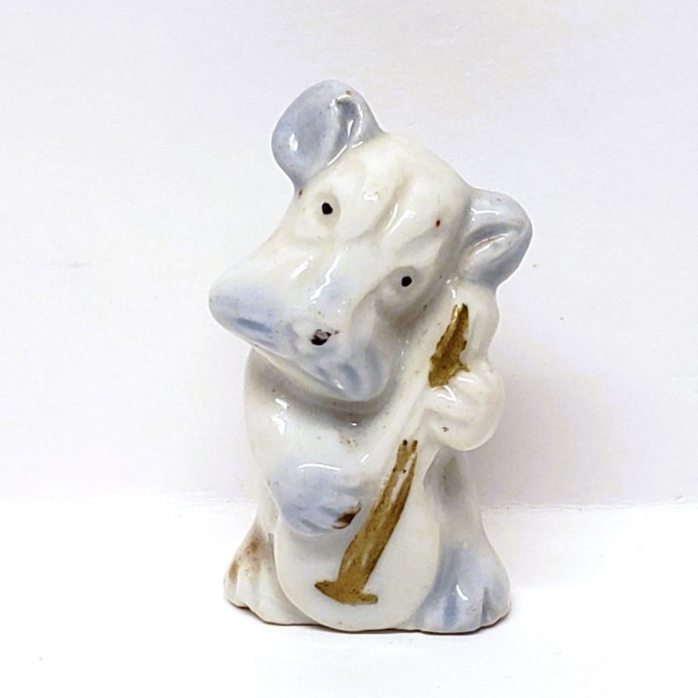 Vintage Scottie Dog Figurine Playing Banjo Cello Porcelain Made in Japan 2"